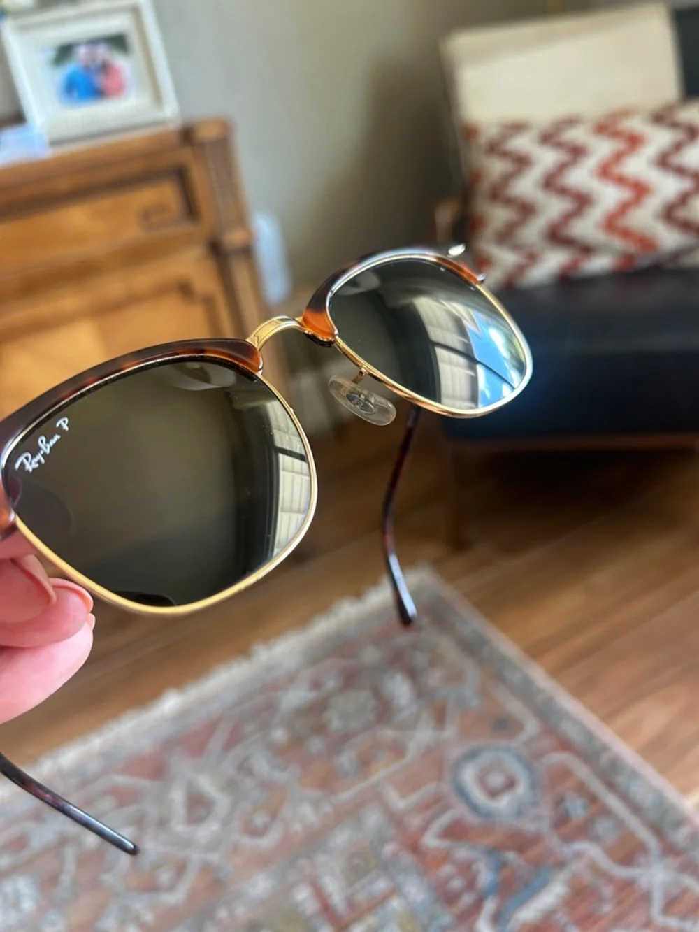 Ray-Ban RB3016 Clubmaster Polarized Sunglasses Havana Gold 51-21 w/ Case
